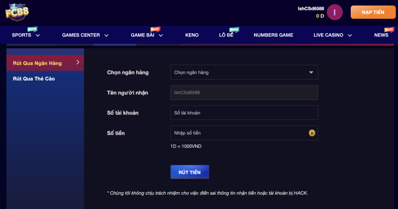 Cách rút tiền FCB8 thành công