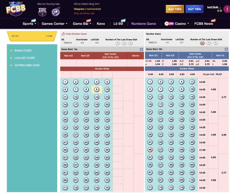 Chơi numbers game fcb8 để có cơ hội thắng lớn